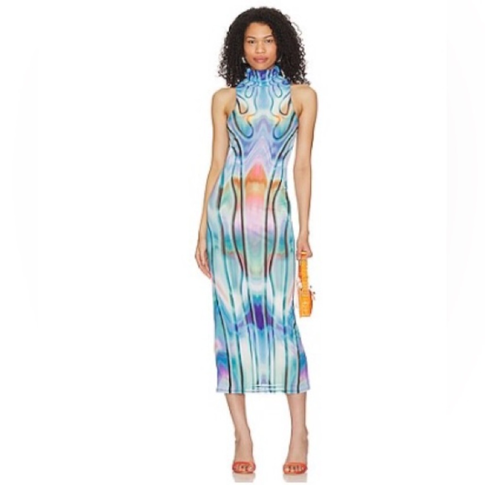 Multi color AFRM backless dress; never worn; new with tags